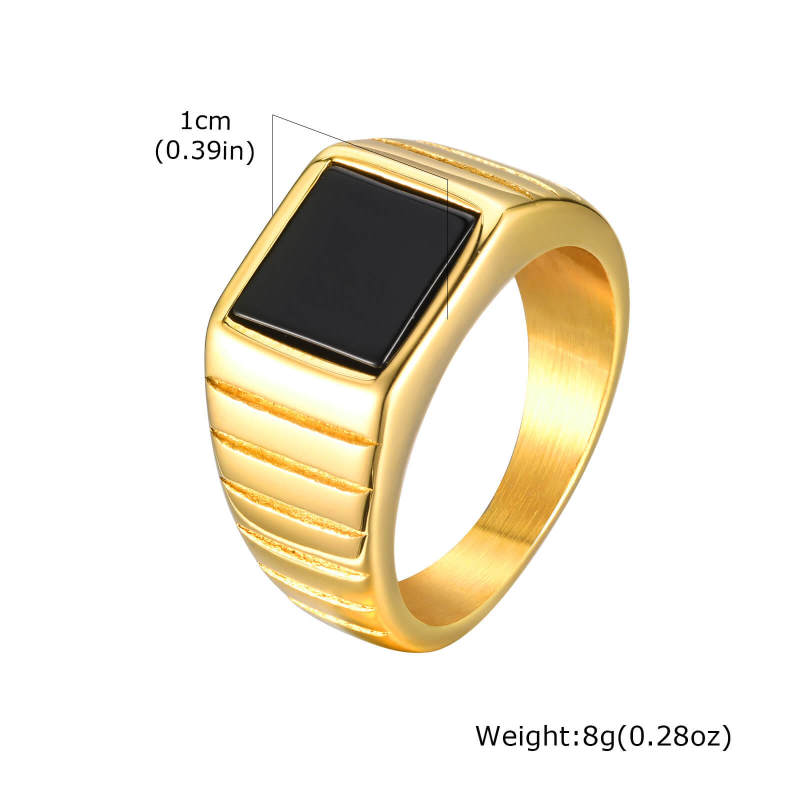 Wholesale Stainless Steel Onyx Gold Ring