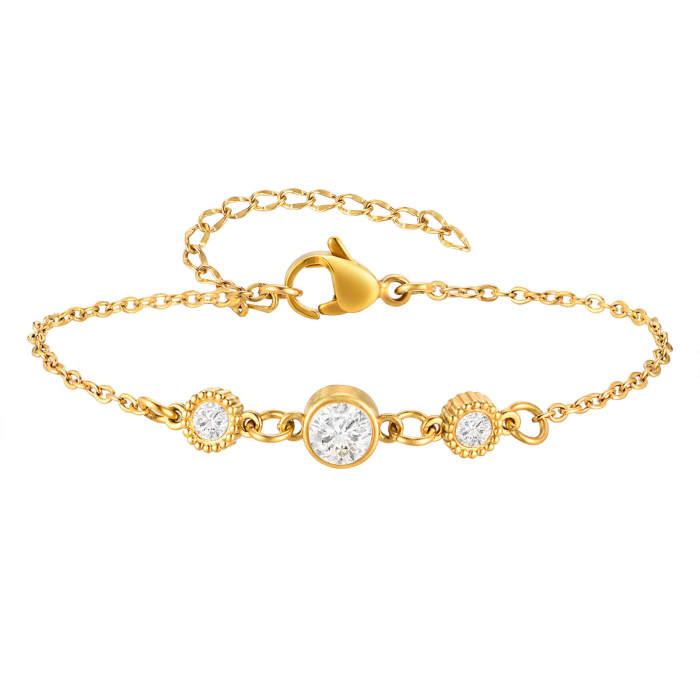 Wholesale Stainless Steel White Zirconia Bracelet