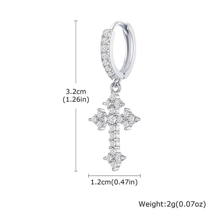 Wholesale Copper Zirconia Cross Earrings