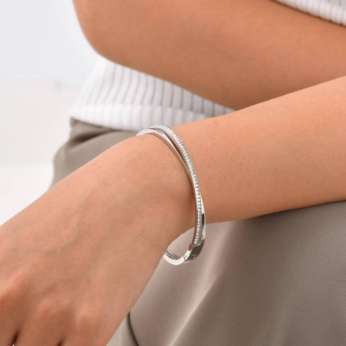 Wholesale Stainless Steel Zirconia Openable Bracelet