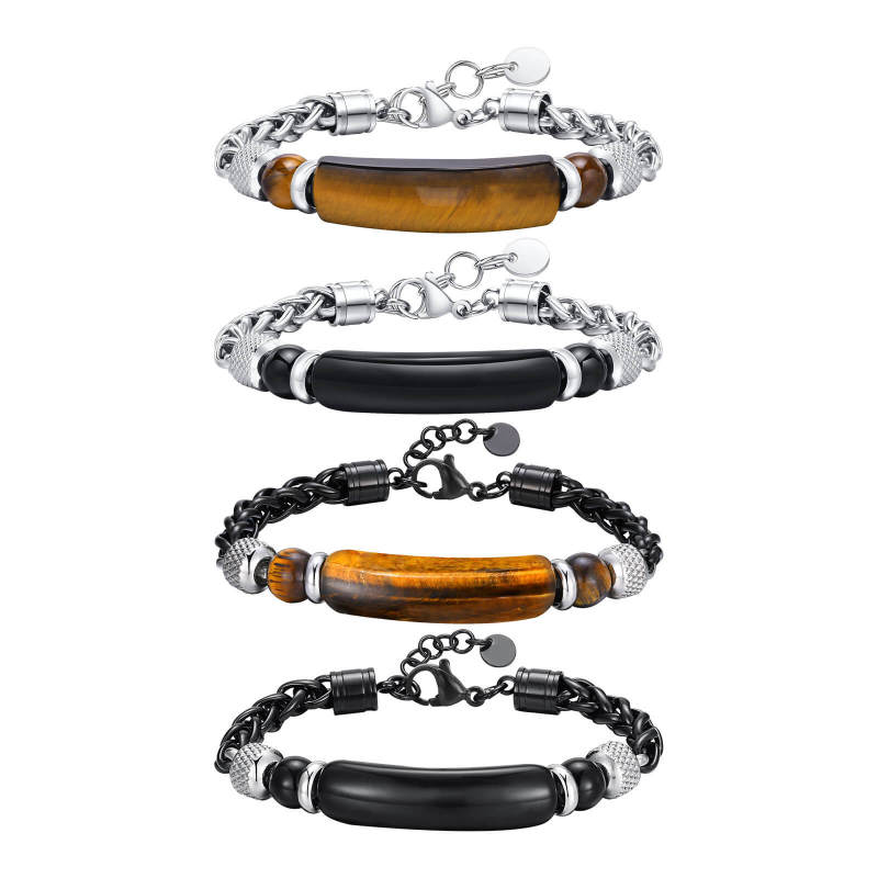Wholesale Stainless Steel Chain Onyx Bracelet