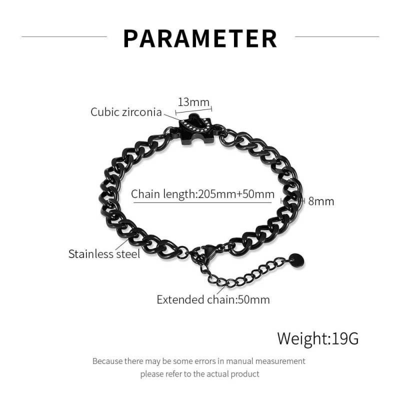 Wholesale Stainless Steel Heart Puzzle Couple Bracelet