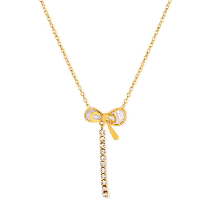 Wholesale Stainless Steel  Shell Ribbon Necklace