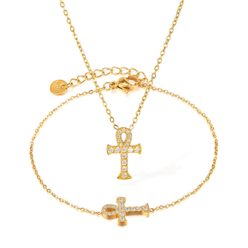 Wholesale Stainless Steel Zircon Cross Bracelet