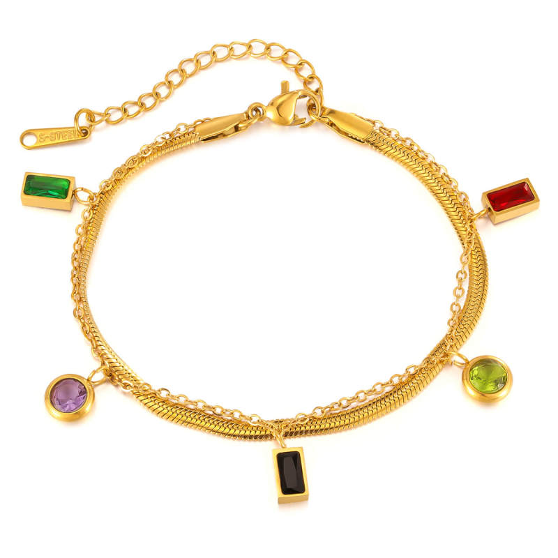 Wholesale Stainless Steel Colored CZ Bracelet
