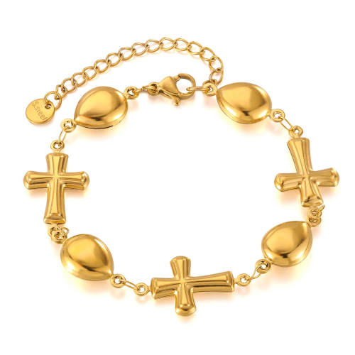 Wholesale Stainless Steel Water Drop Cross Bracelet