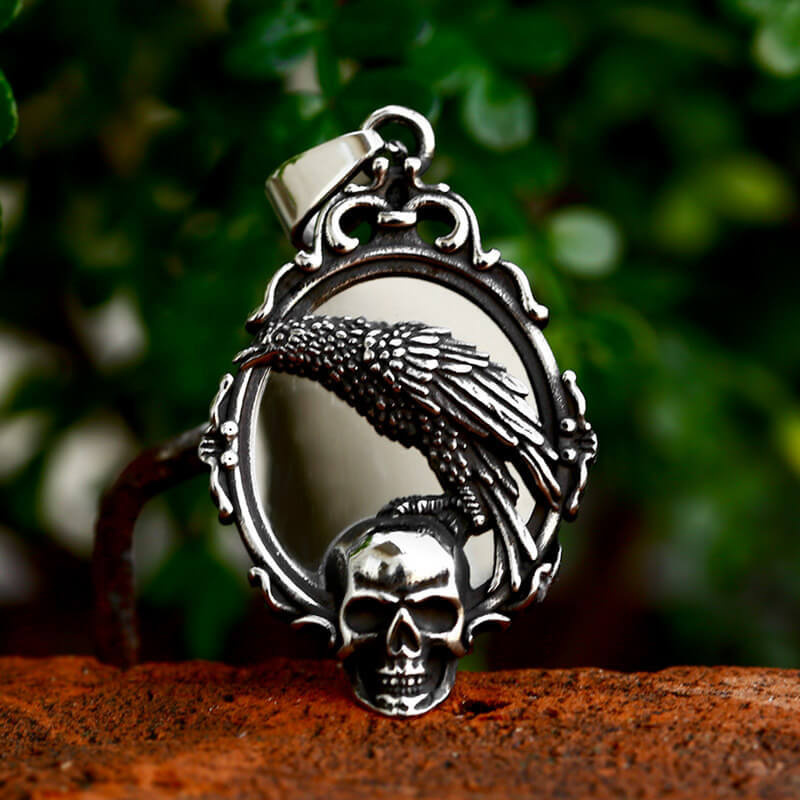 Wolesale Stainless Steel Magic Mirror Skull Pendant