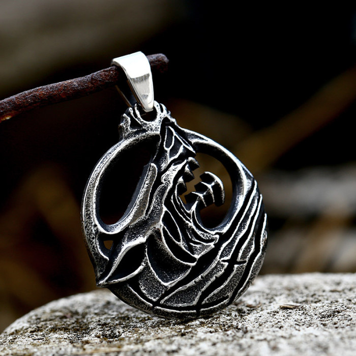 Stainless Steel Vintage Wolf Head Pendant