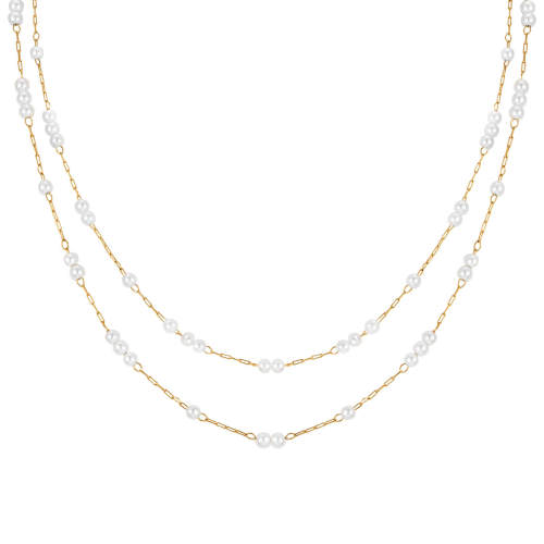 Wholesale Steel Imitation Pearl Layers Necklace