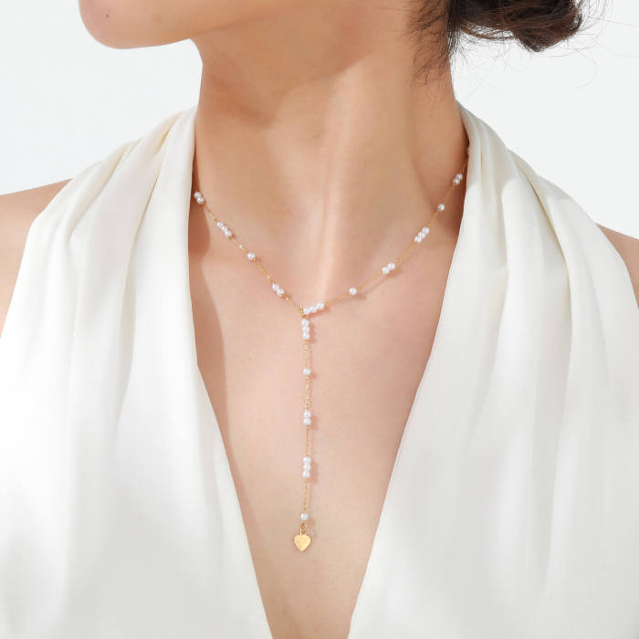 Wholesale Stainless Steel Imitation Pearl Necklace