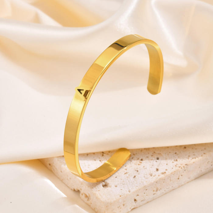 Wholesale Stainless Steel Glossy Letter Open Bangle