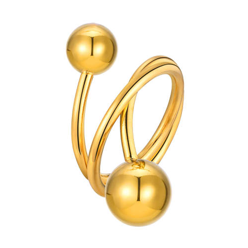 Wholesale Stainless Steel Crossed Triple Ball Ring