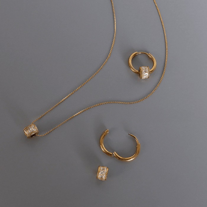 Wholesale Stainless Steel CZ Beads Earring Necklace