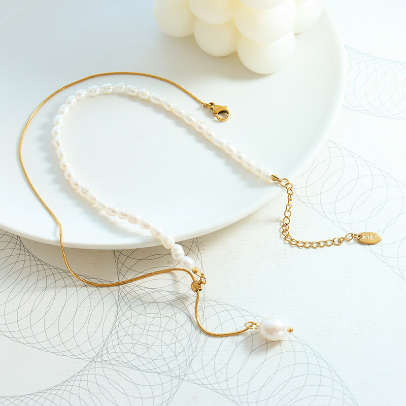 Wholesale Pearl Snake Bone Steel Chain Necklace