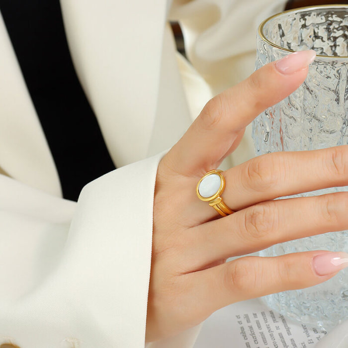 Wholesale Stainless Steel White Sea Shell Ring