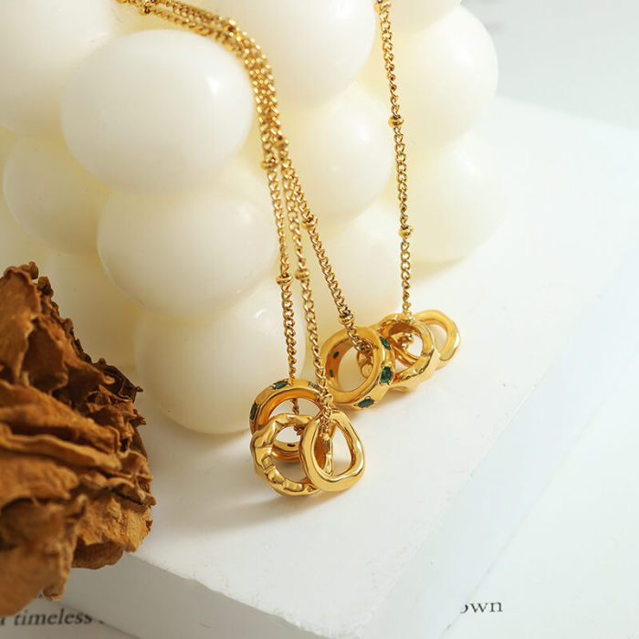 Wholesale Stainless Steel Triple Ring Necklace