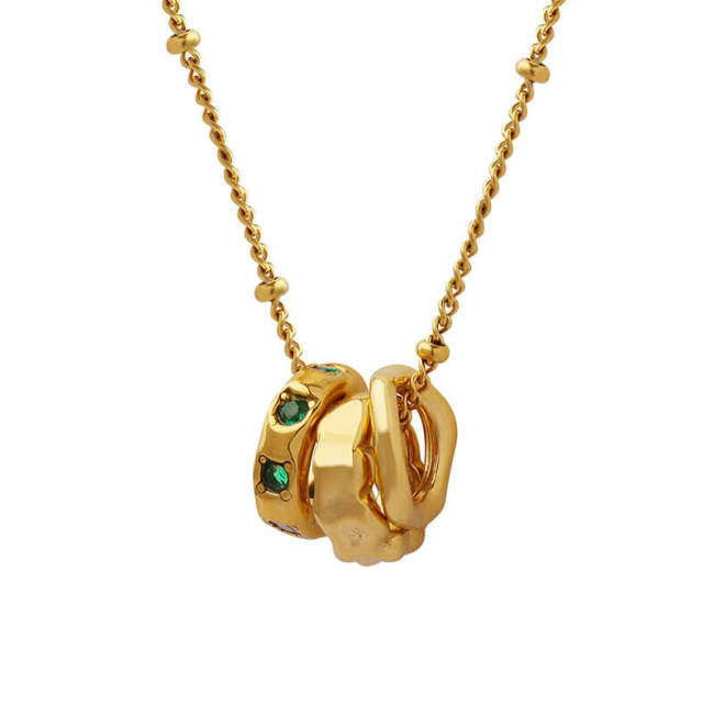 Wholesale Stainless Steel Triple Ring Necklace