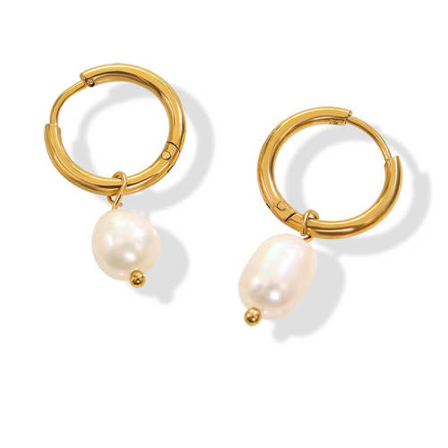 Wholesale Stainless Steel Hoop Earring with Pearl