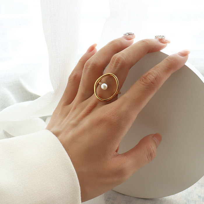Wholesale Stainless Steel Imitation Pearl Fashion Ring