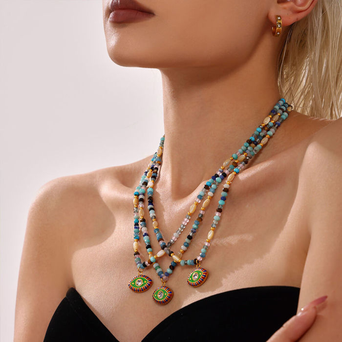 Wholesale Devil's Eye Natural Stone Beaded Necklace