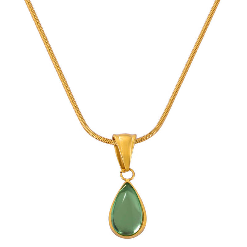 Wholesale Olive Green Blue Drop Pendant Necklace