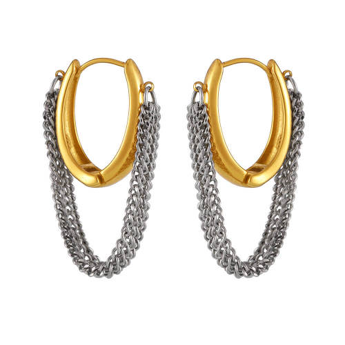 Wholesale Steel Multi-Layered Chain Tassel Earrings