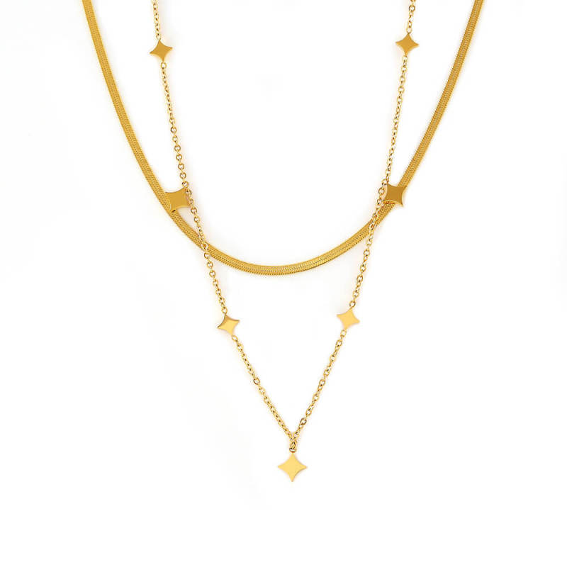 Wholesale Stainless Steel Stacked Collarbone Necklace