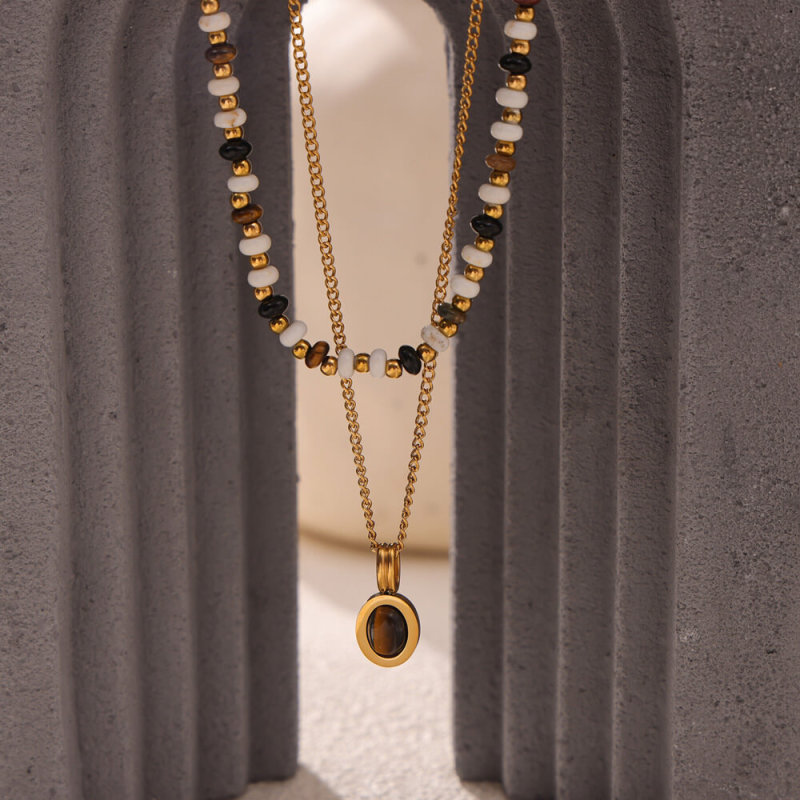 Wholesale Natural Stone Beads Stacking Chain Necklace