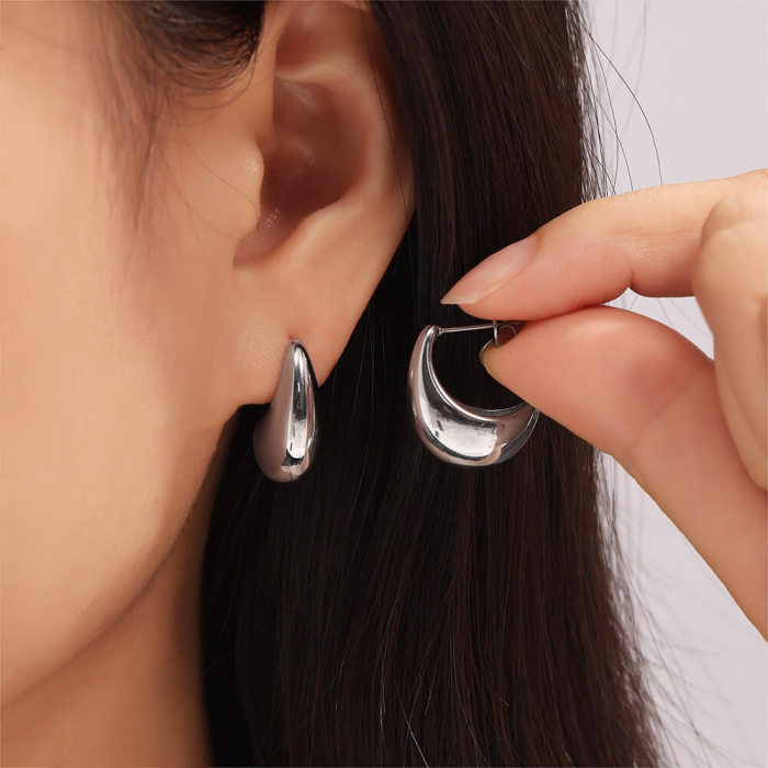 Wholesale Stainless Steel  Crescent Hollow Earrings