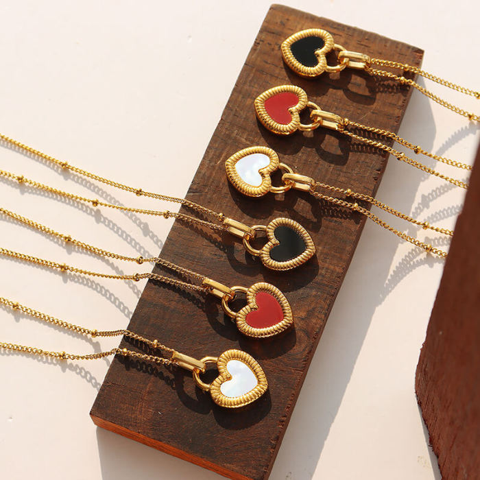 Wholesale Stainless Steel Double-sided Heart Necklace