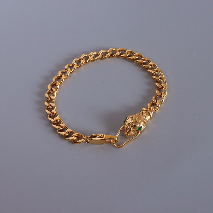 Wholesale Stainless Steel Snakehead Zirconia Eye Bracelet