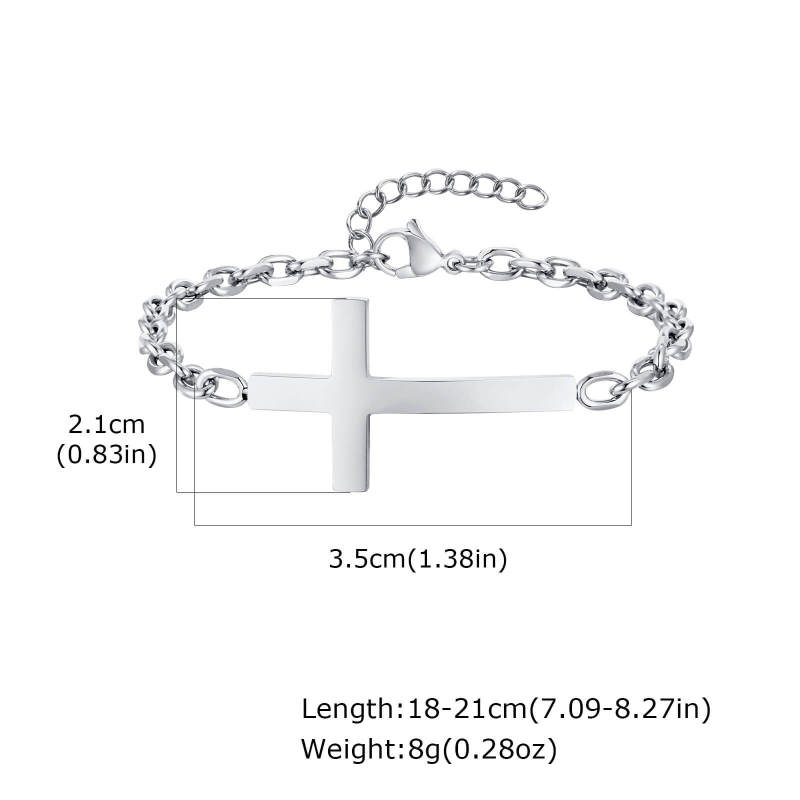 Wholesale Stainless Steel Curved Cross Bracelet