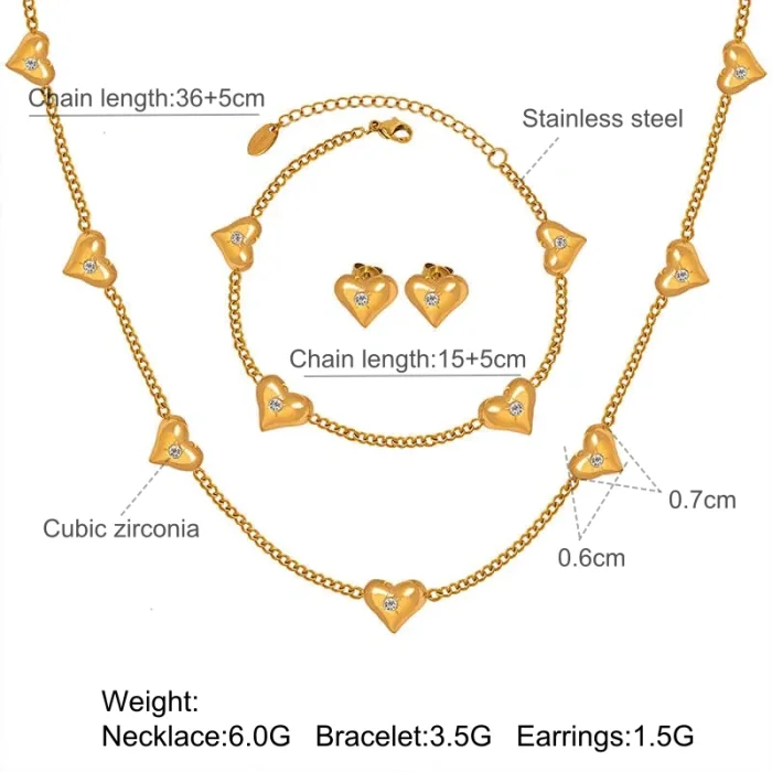 Wholesale Stainless Steel Heart Jewelry Set