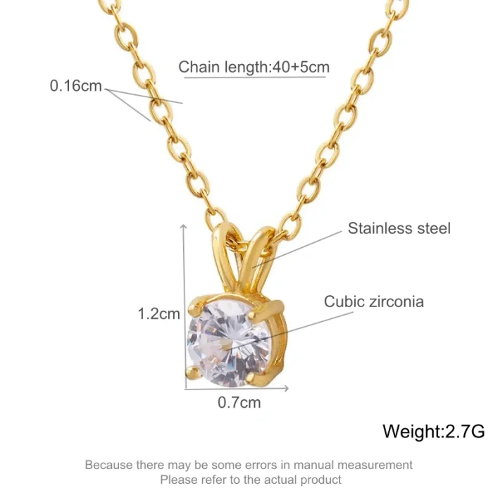 Wholesale Stainless Steel Single CZ Pendant Necklace