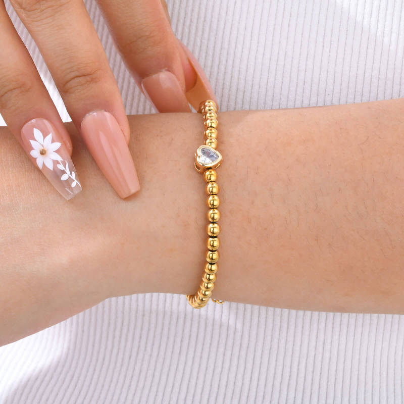 Wholesale Stainless Steel Beads Copper Heart Bracelet