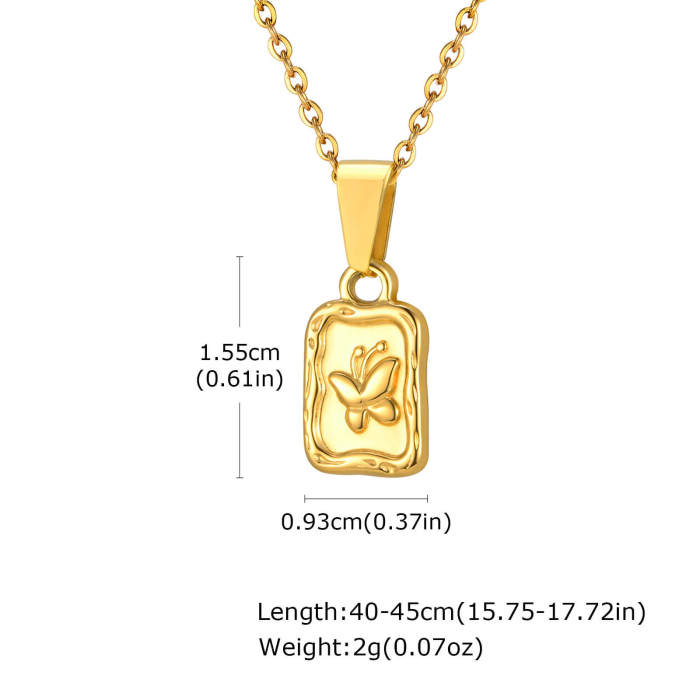 Wholesale Stainless Steel Butterfly Square Pendant
