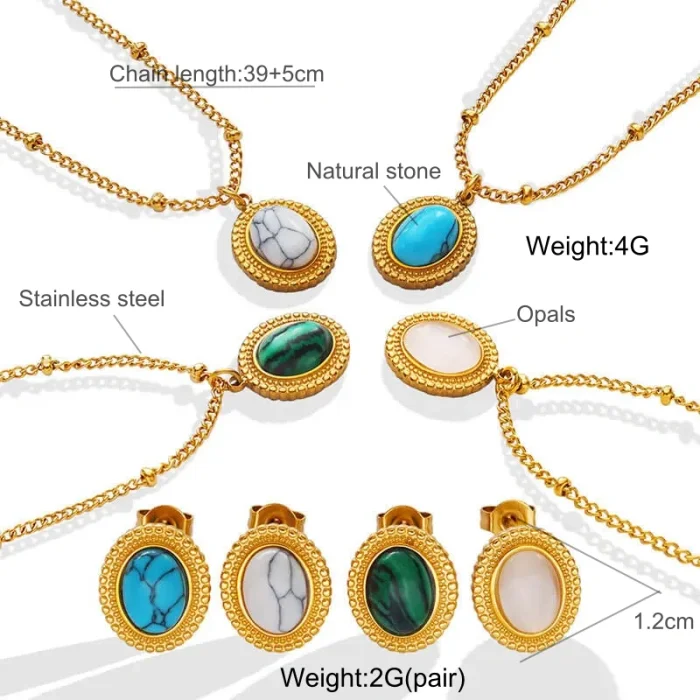 Wholesale Stainless Steel Vintage Stone Necklace