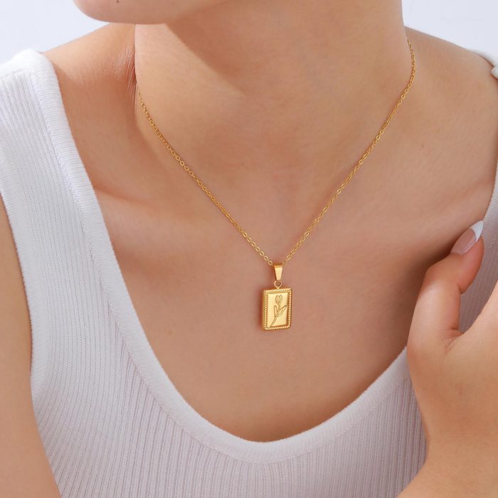 Wholesale Stainless Steel Tulip Square Pendant