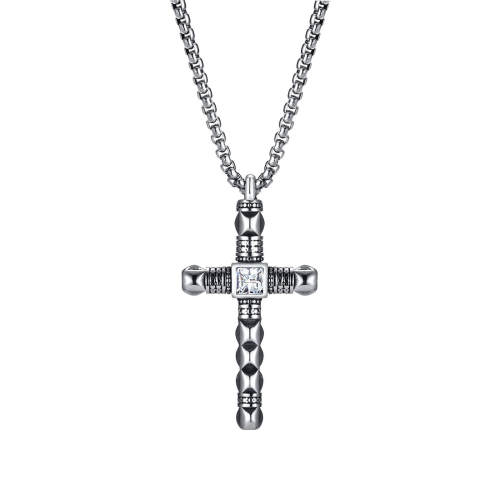 Wholesale Stainless Steel White Zircon Cross