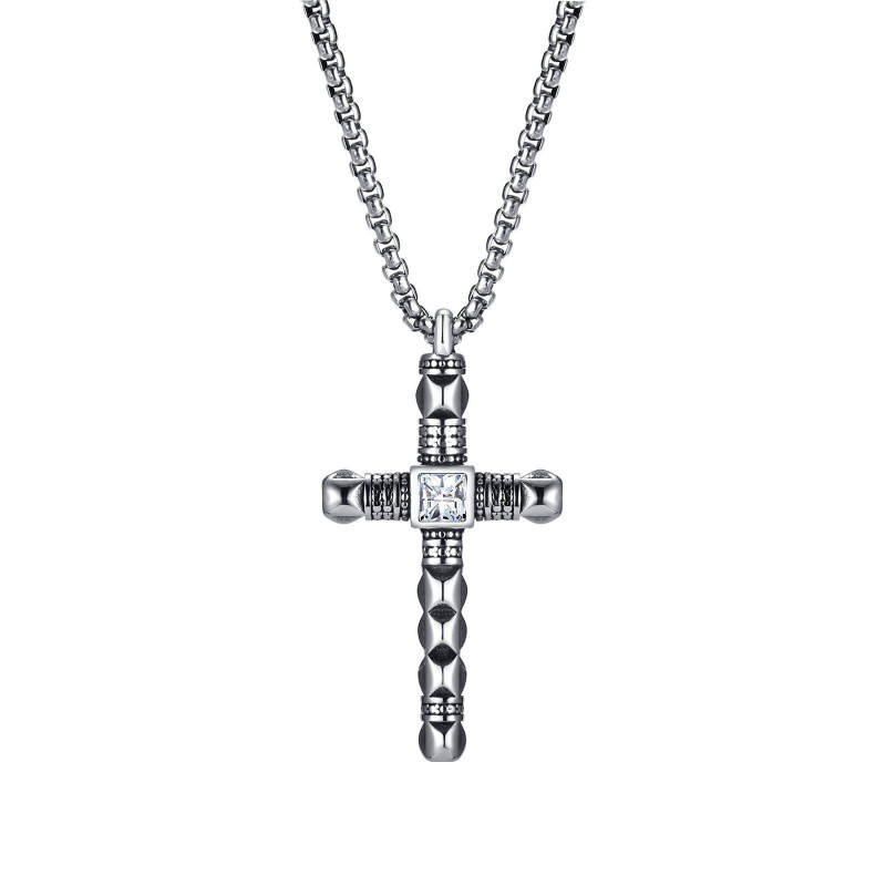 Wholesale Stainless Steel White Zircon Cross