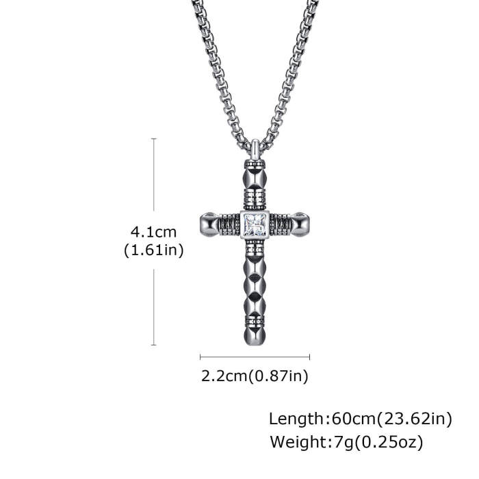 Wholesale Stainless Steel White Zircon Cross