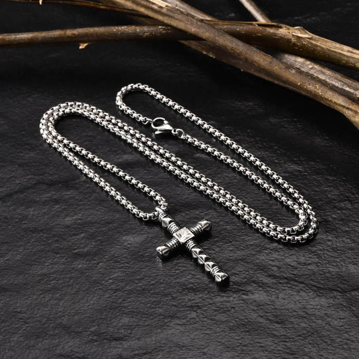 Wholesale Stainless Steel White Zircon Cross