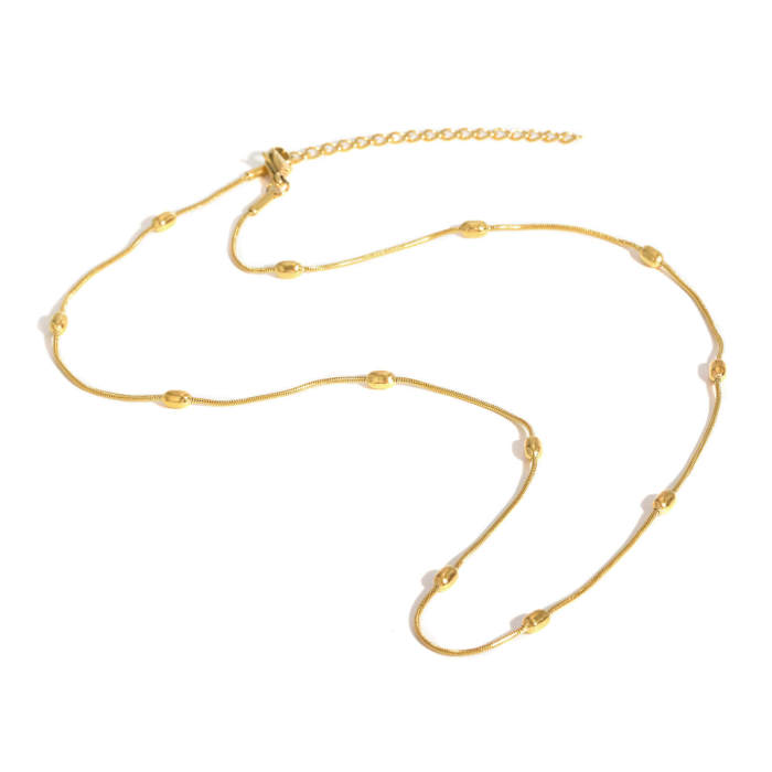 Wholesale Stainless Steel Beaded Round Snake Necklace