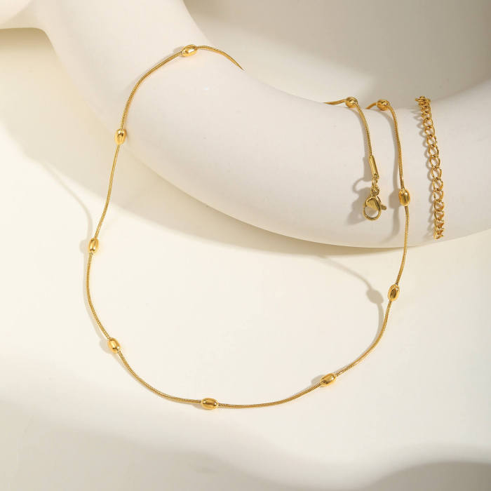 Wholesale Stainless Steel Beaded Round Snake Necklace