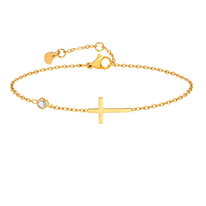 Wholesale Stainless Steel Cross CZ Necklace