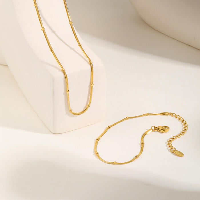 Wholesale Stainless Steel Flat Snake Chain Bead Bracelet