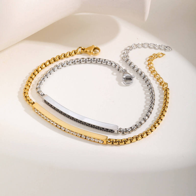 Wholesale Stainless Steel Couple Zirconia Bracelet