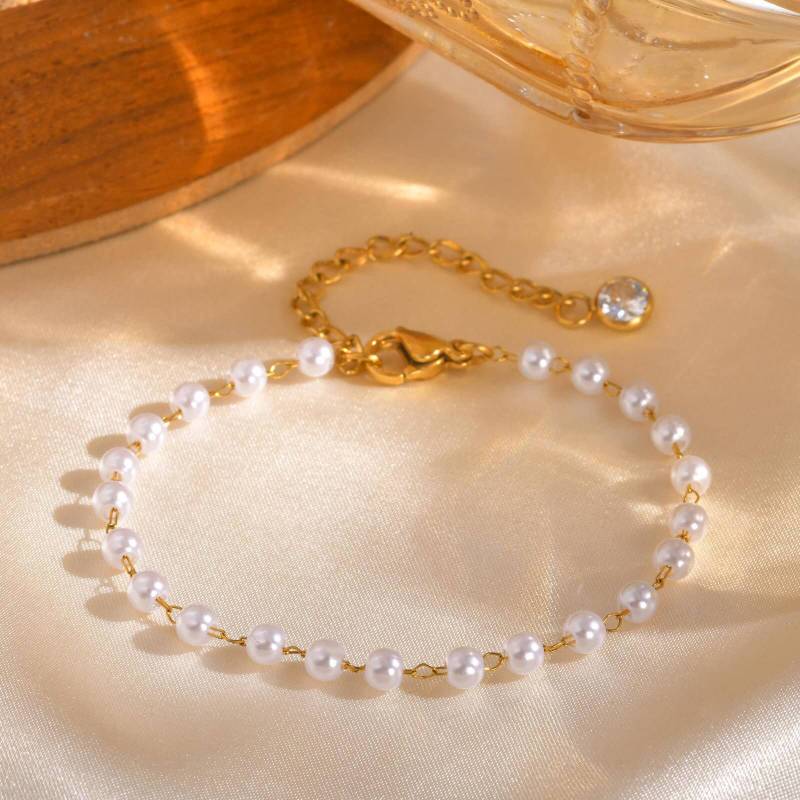 Wholesale Stainless Steel Imitation Pearl Bead Bracelet