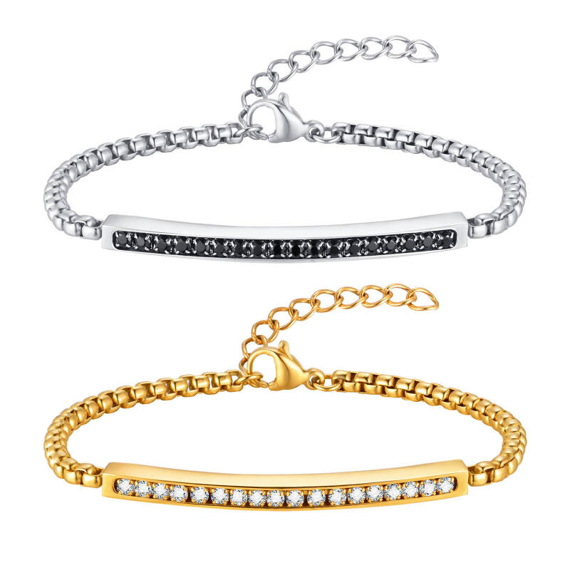 Wholesale Stainless Steel Couple Zirconia Bracelet