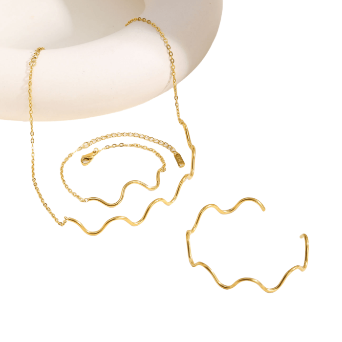 Wholesale Stainless Steel Wave Wire Necklace